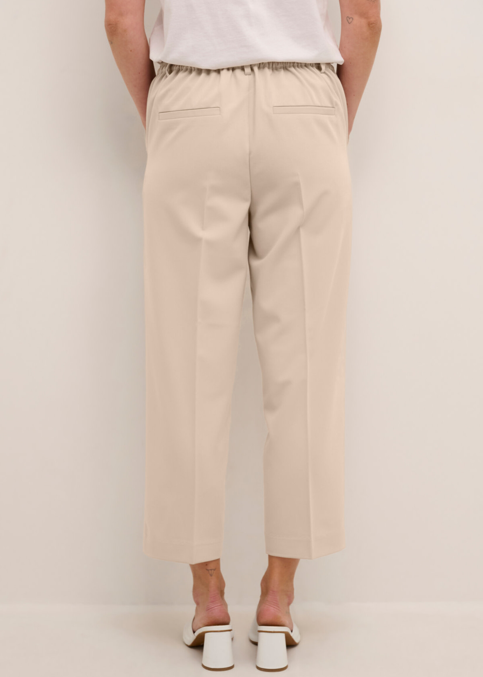 KAFFE Sakura high waist cropped pants - Feather gray