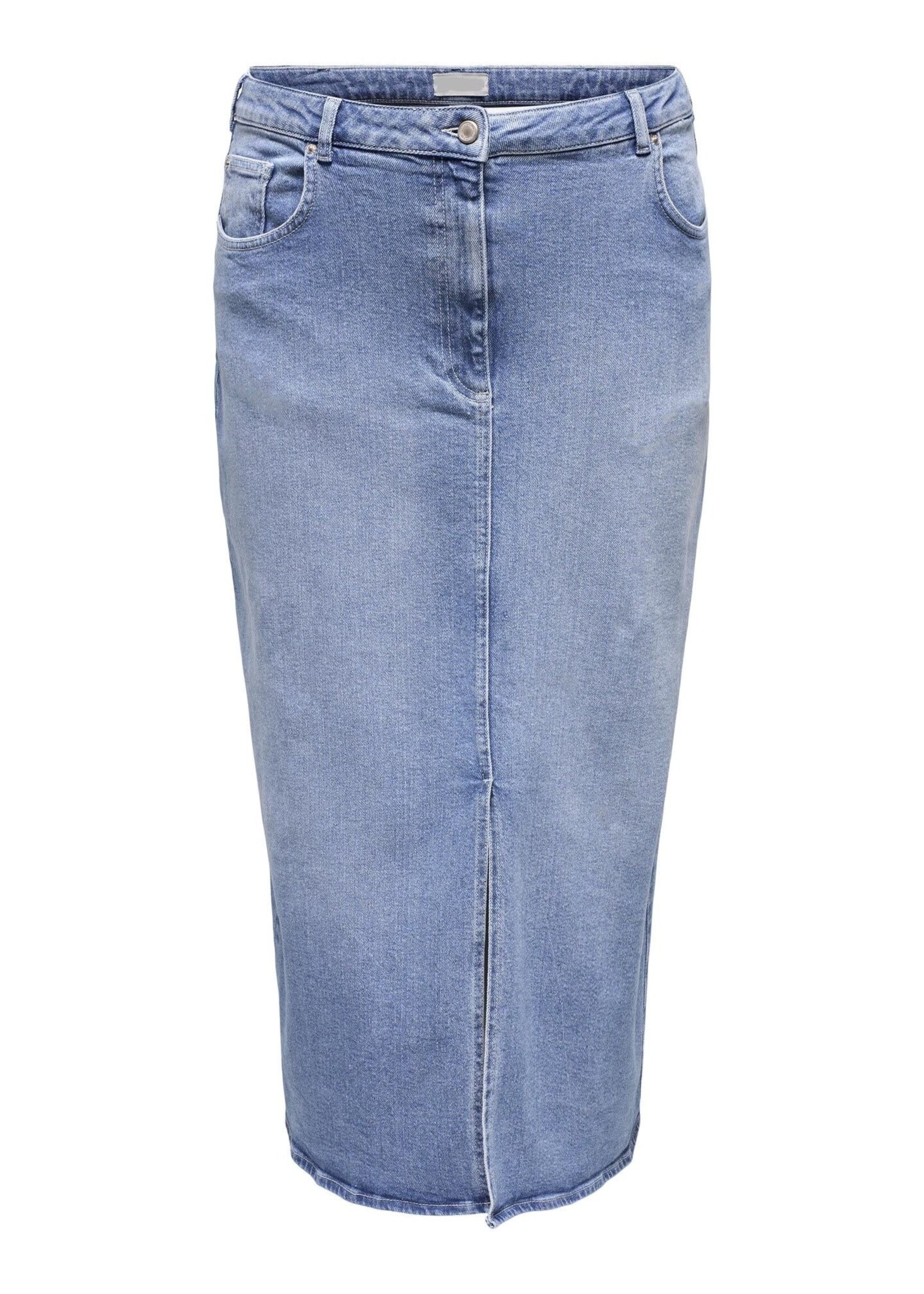 ONLY CARMAKOMA Ayoe maxi slit denim skirt - Light medium blue