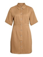 VILA Shima button dress - Tigers eye