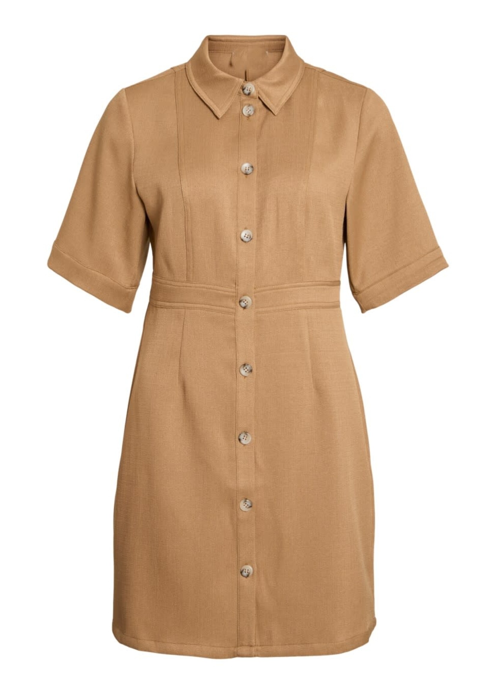 VILA Shima button dress - Tigers eye