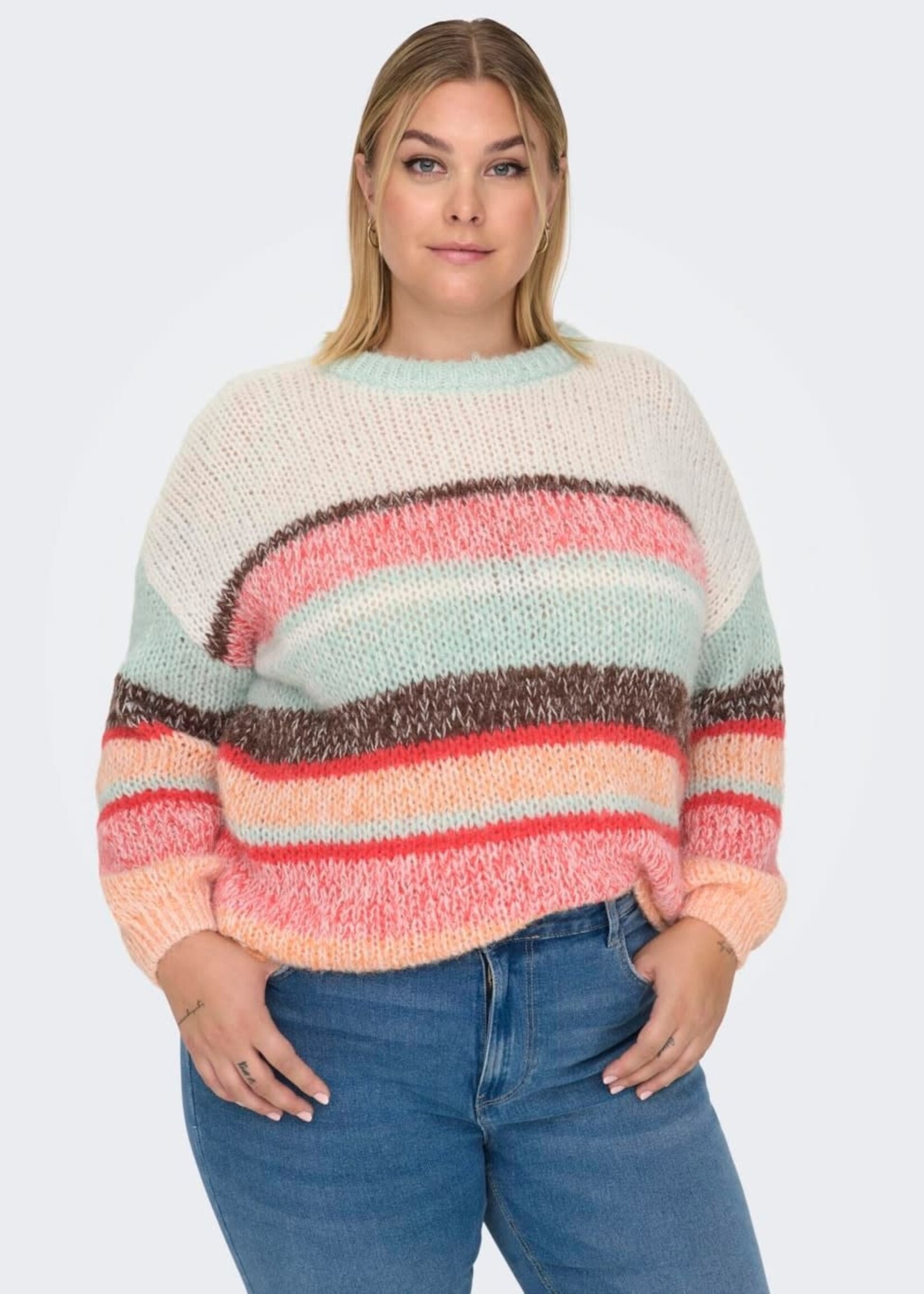 ONLY CARMAKOMA Alyssa stripe o-neck knit - Multicolor