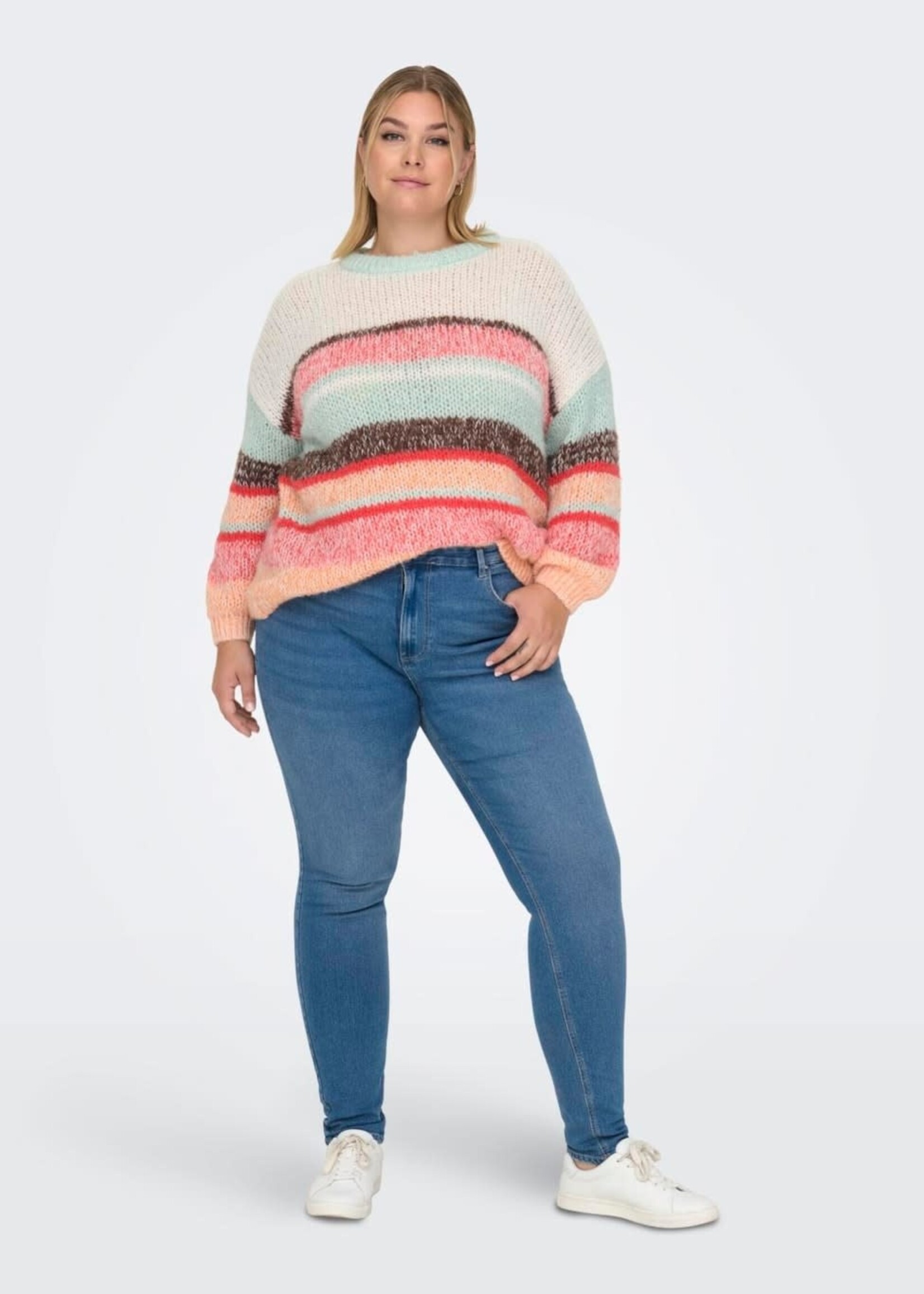 ONLY CARMAKOMA Alyssa stripe o-neck knit - Multicolor