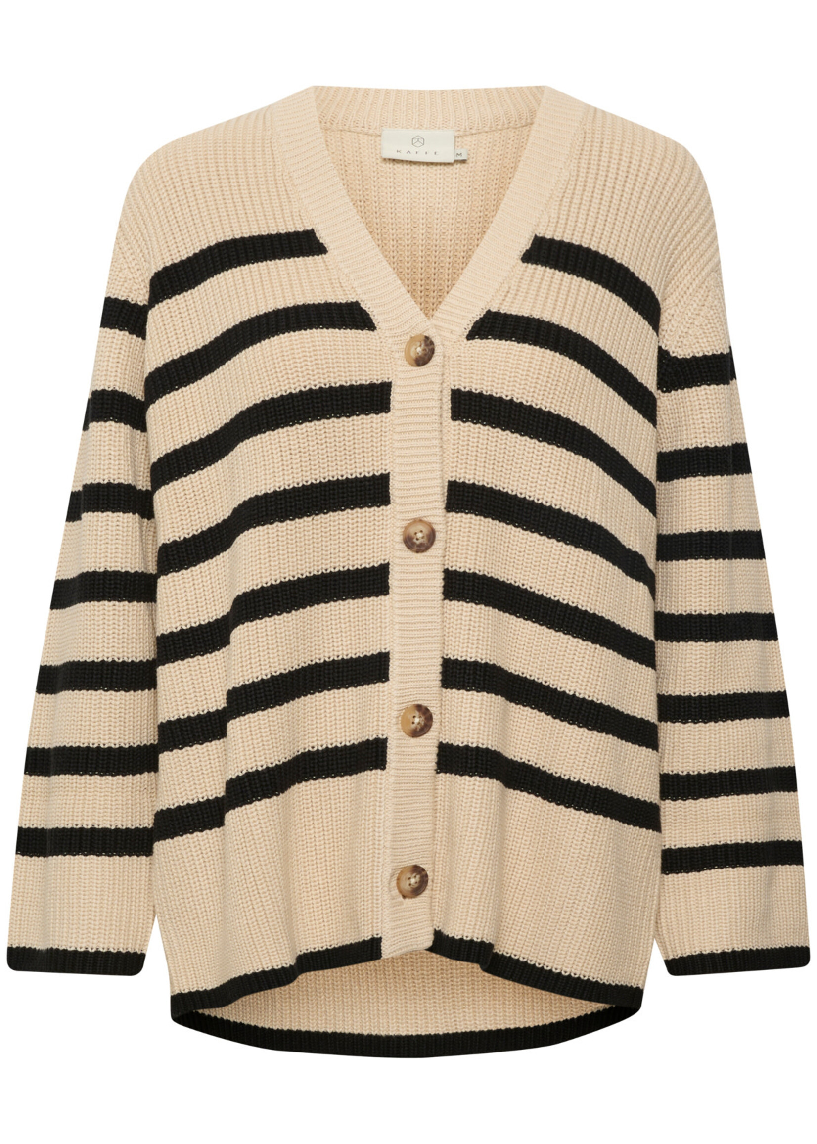 KAFFE Cilla knit cardigan - Sand dollar & black stripe