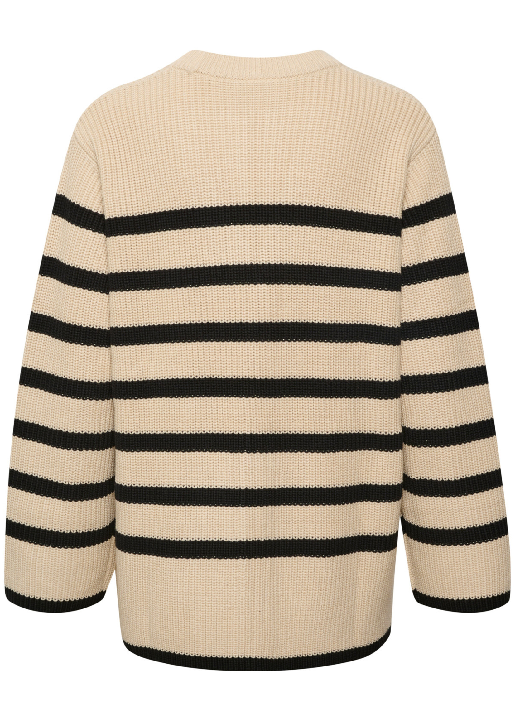 KAFFE Cilla knit cardigan - Sand dollar & black stripe