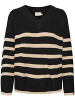 KAFFE Irina knit pullover - Black sand stripe