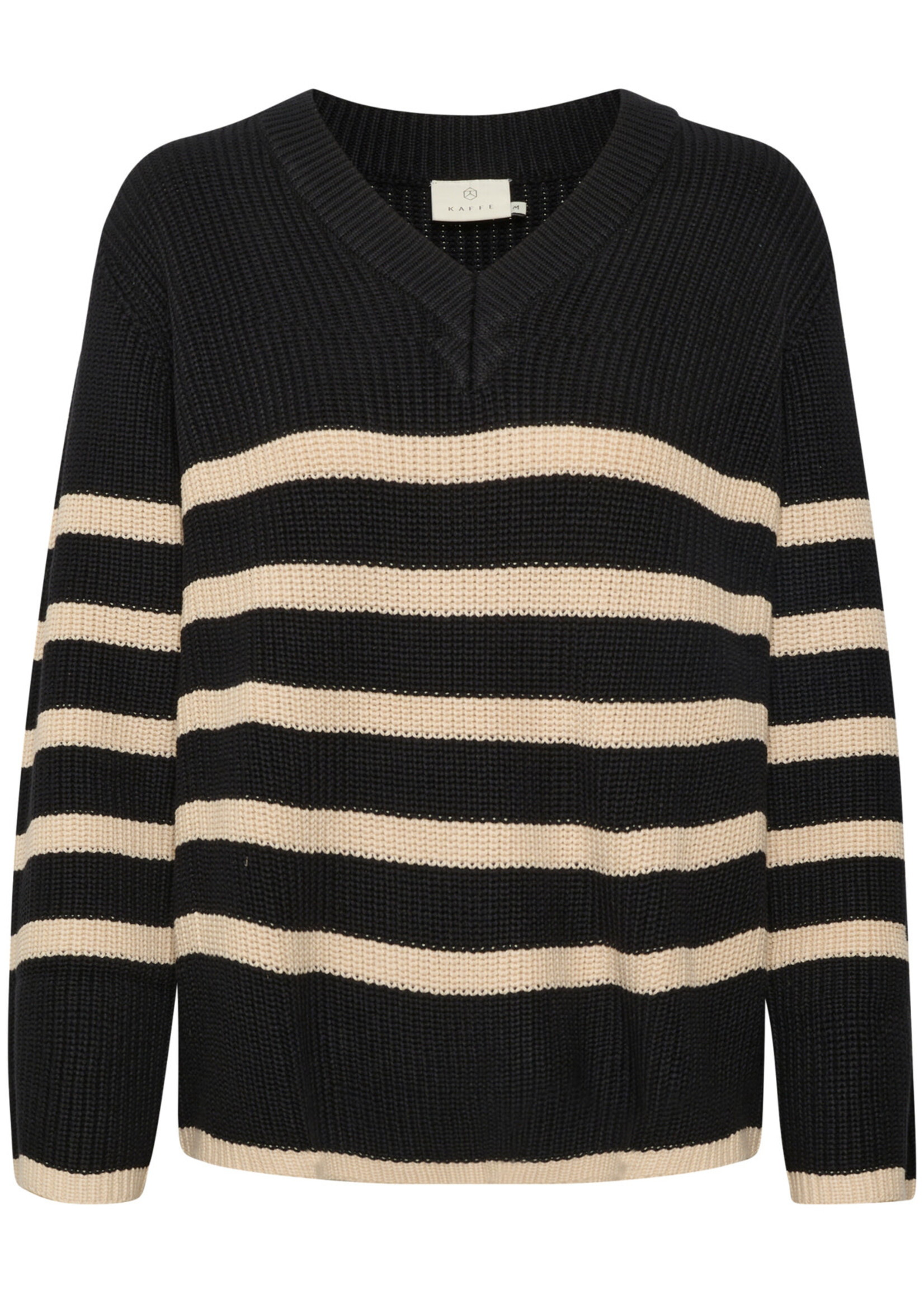 KAFFE Irina knit pullover - Black sand stripe