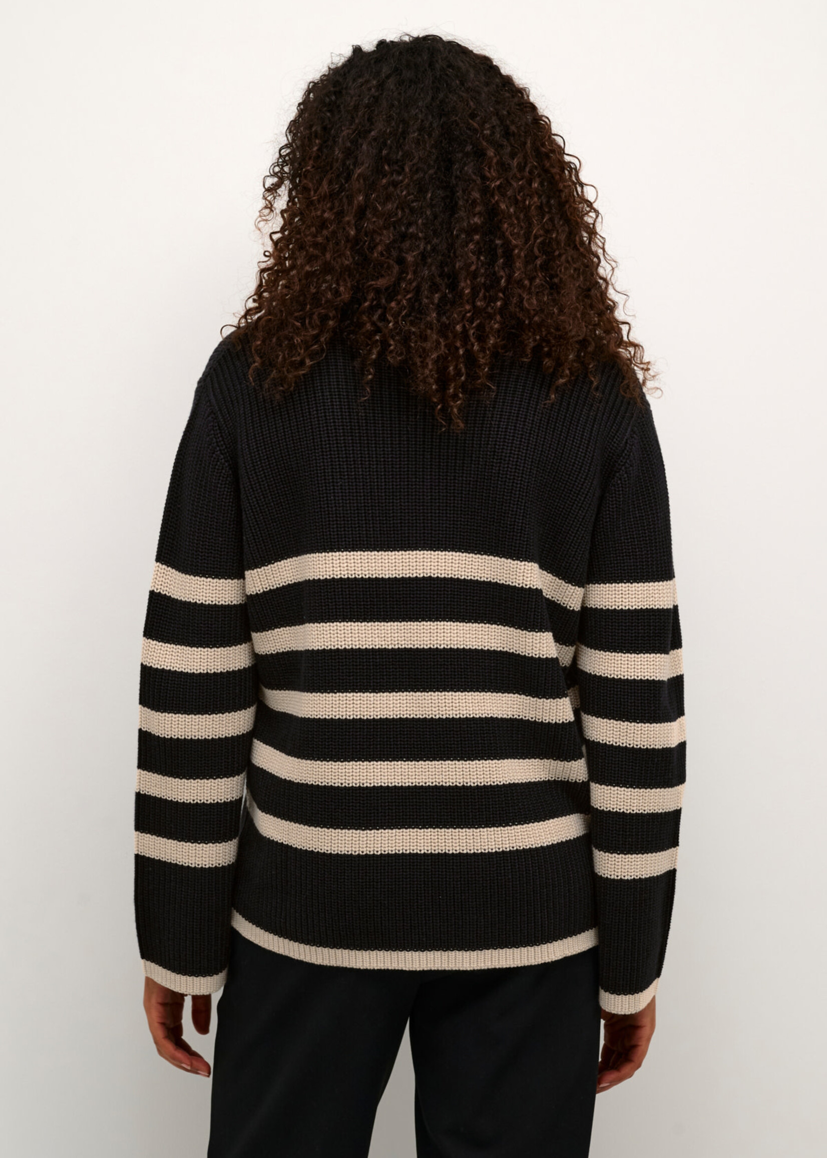 KAFFE Irina knit pullover - Black sand stripe