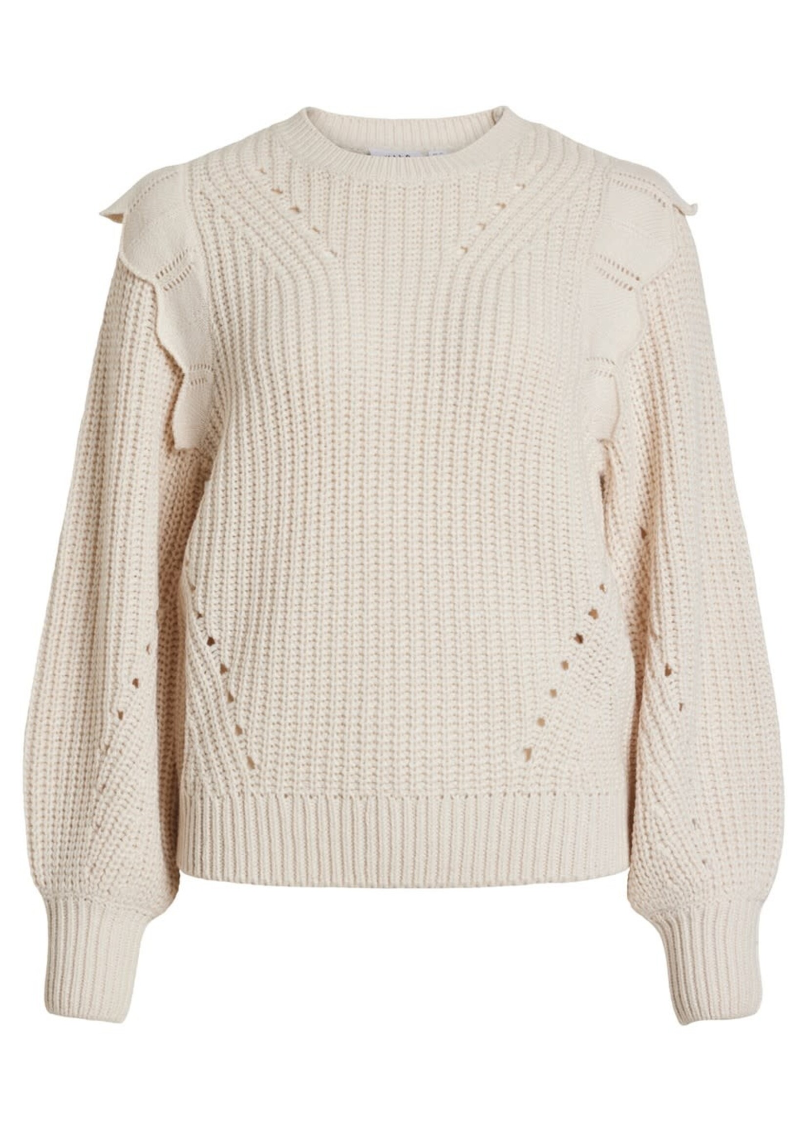 VILA Norila pointelle knit - White sand