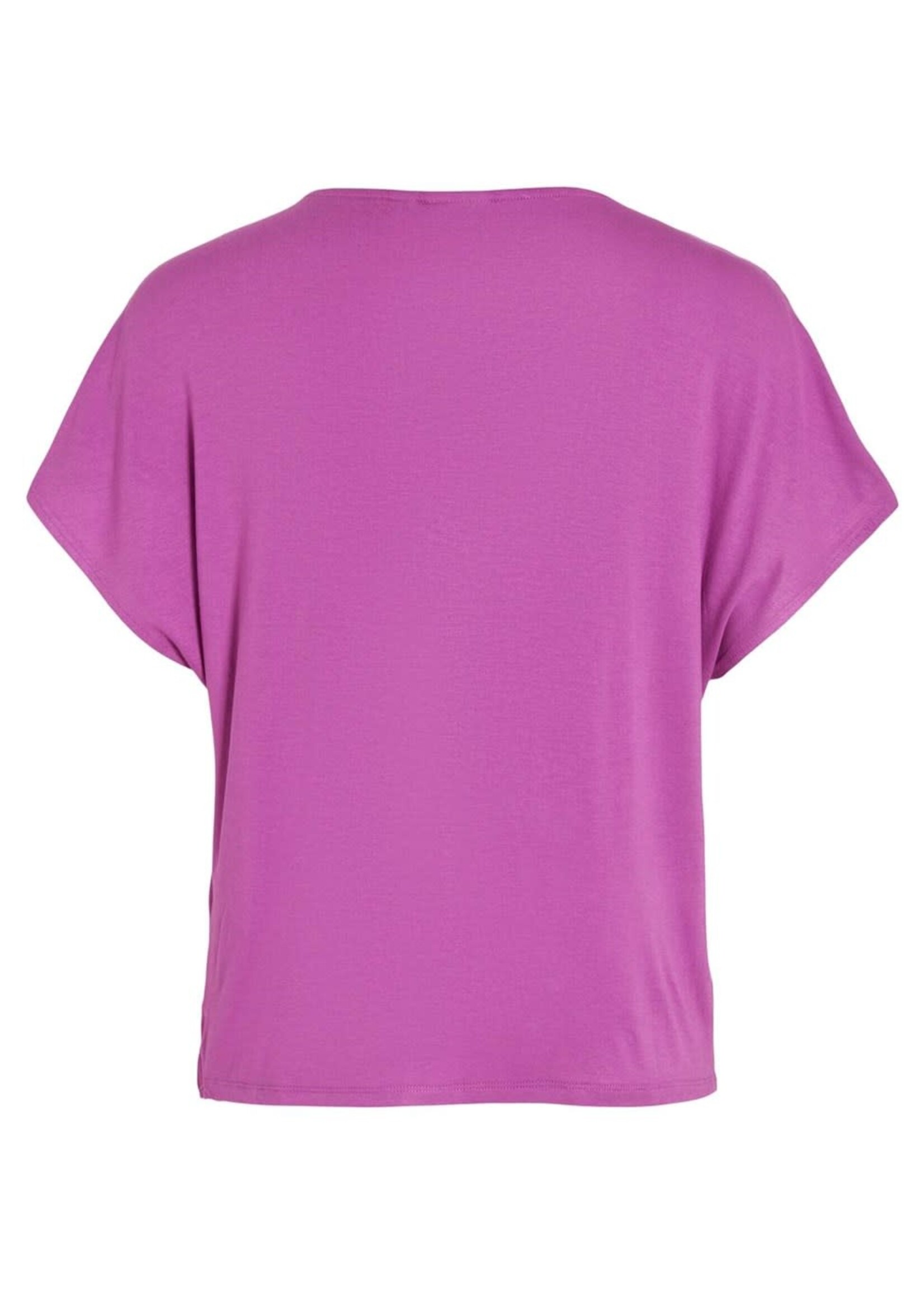 VILA Ellette v-neck satin top - Cattleya orchid