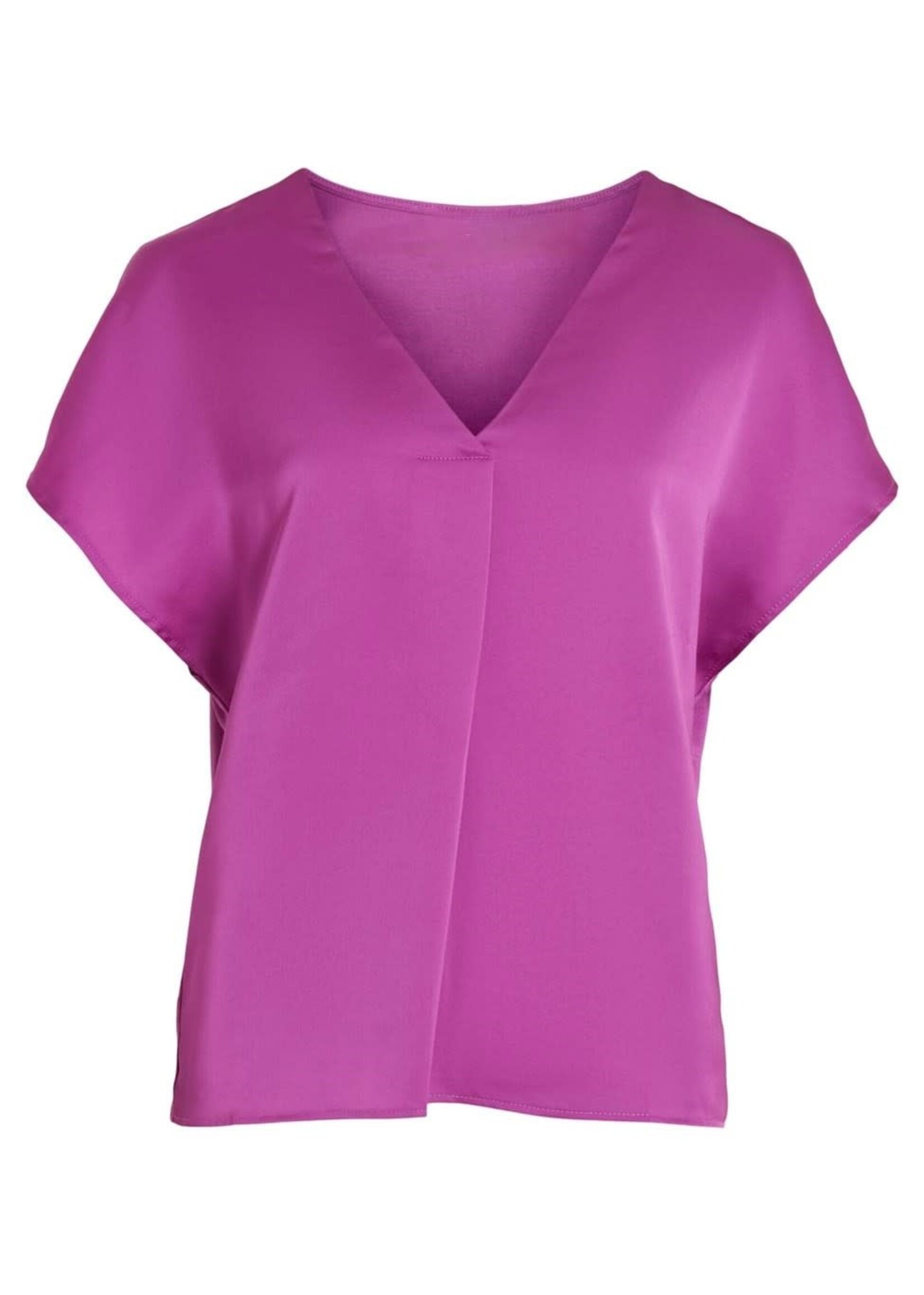 VILA Ellette v-neck satin top - Cattleya orchid