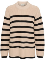 KAFFE Cilla knit pullover - Sand dollar & black stripe