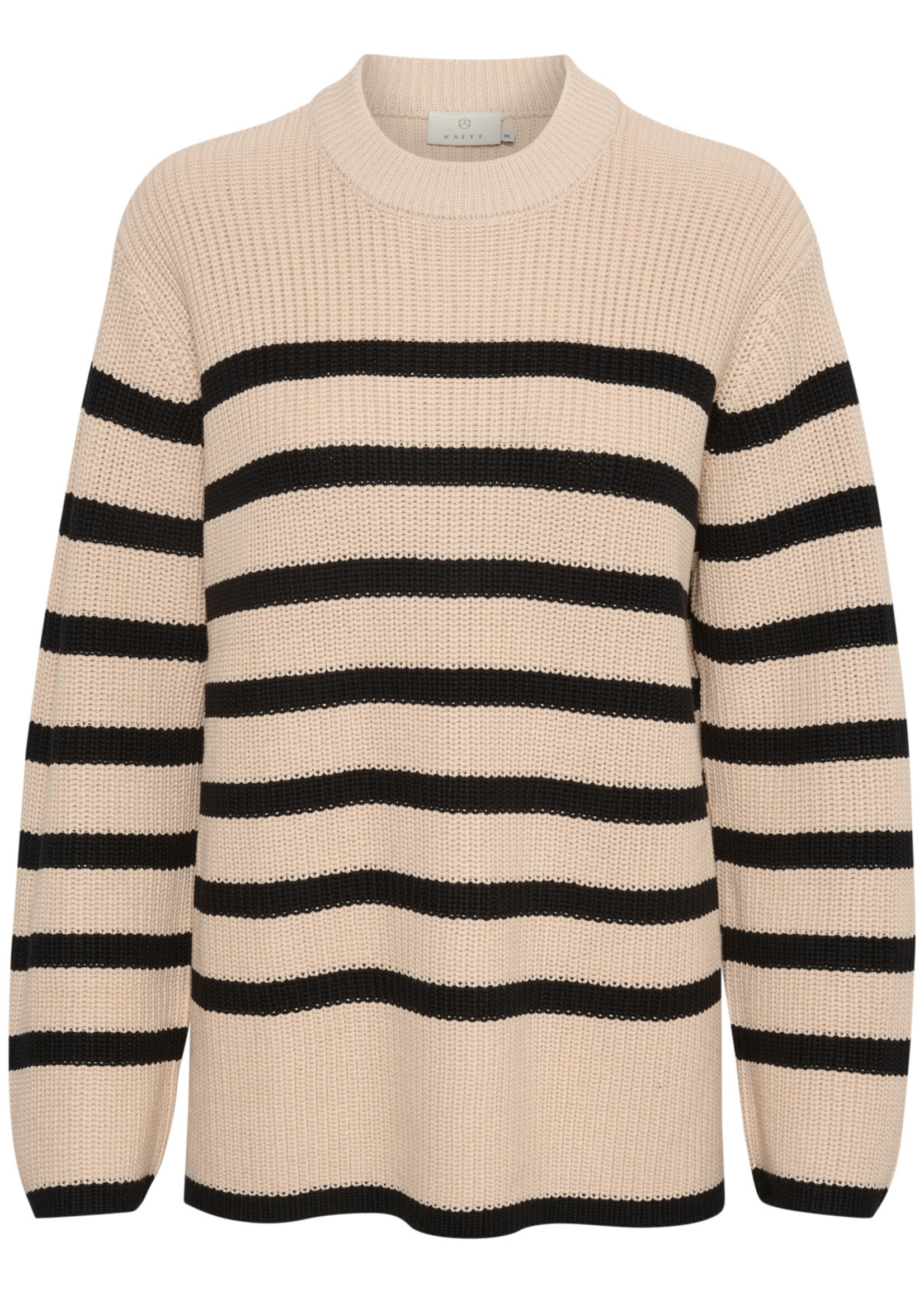 KAFFE Cilla knit pullover - Sand dollar & black stripe