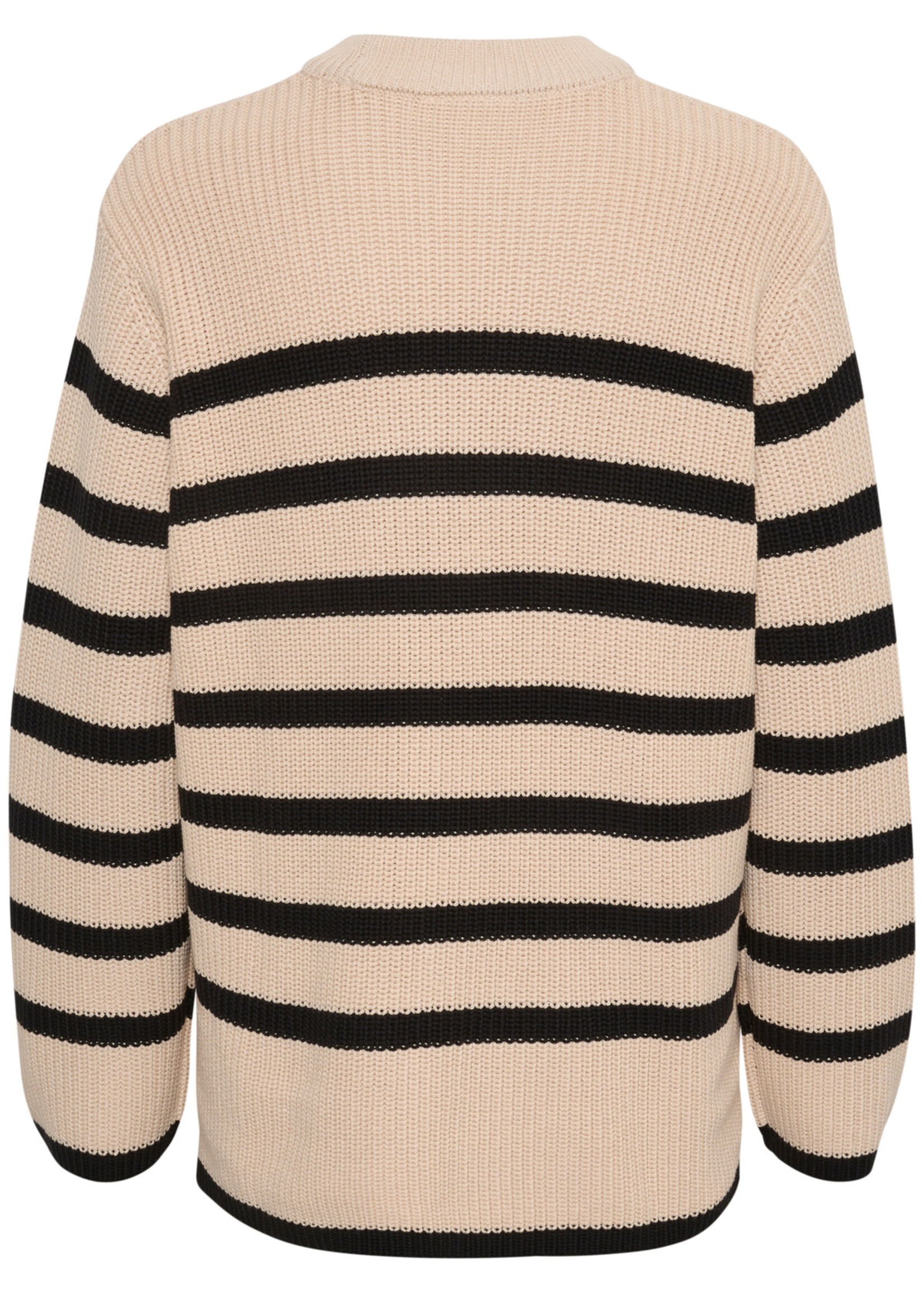 KAFFE Cilla knit pullover - Sand dollar & black stripe