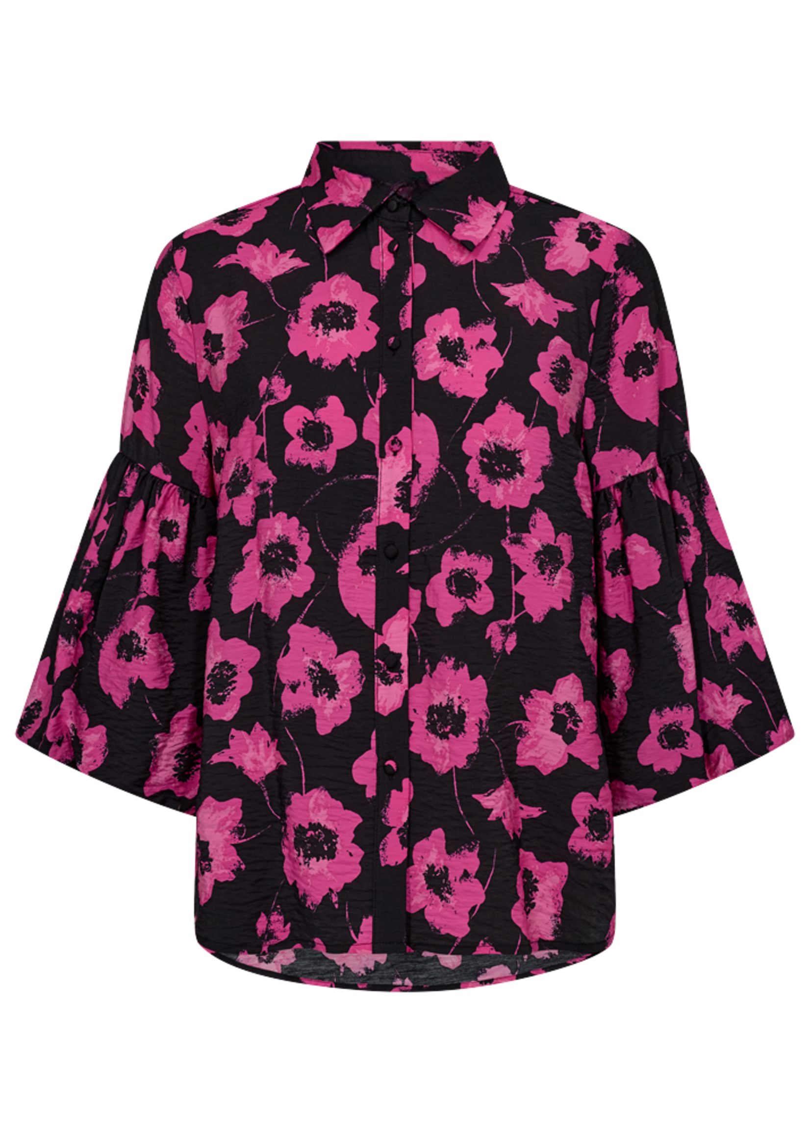 FREEQUENT Fluss blouse - Black & raspberry rose