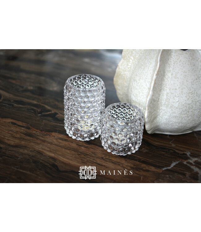 Theelichthouder Ø9x12,5 cm palet glas helder