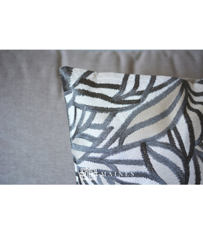 Sierkussen met bloemen 50x50 cm naturel /grijs