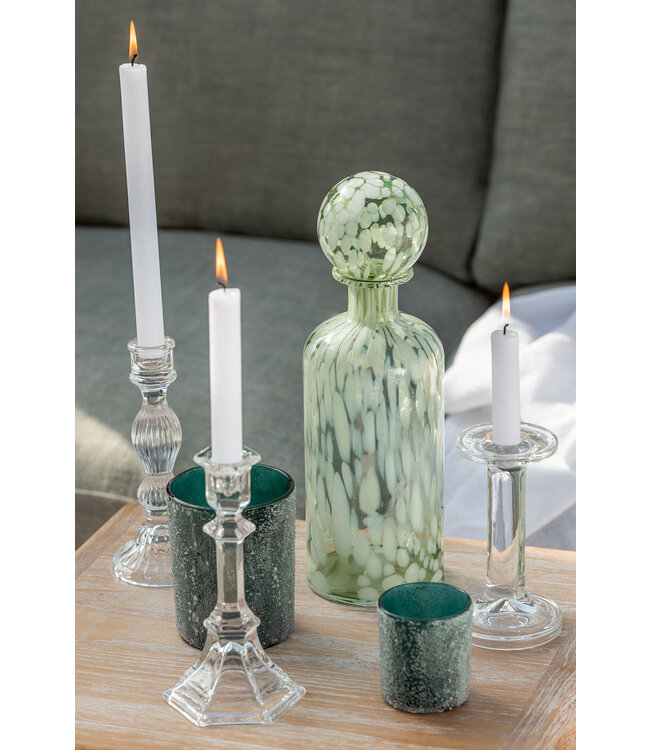 Fles decoratief met stop groen/wit large