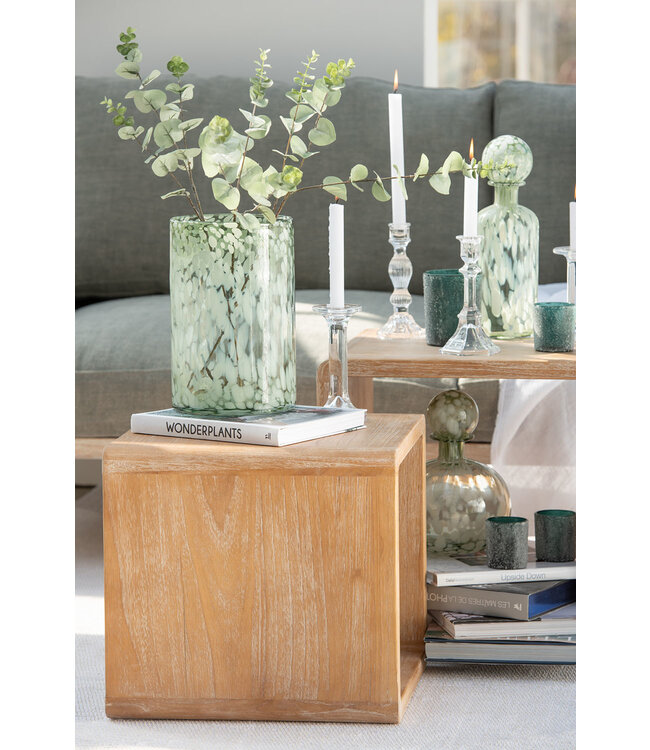 Fles decoratief met stop groen/wit large