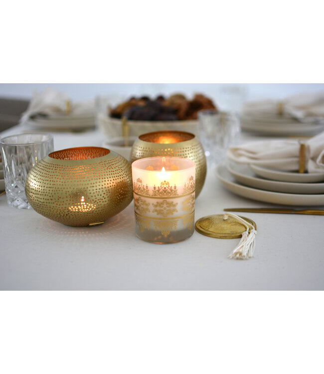 Theelichthouder Qamar 	Ø15 x 9 cm goud