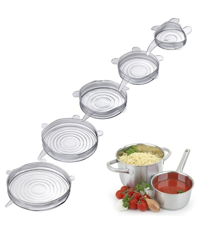 Deksel herbruikbaar, set met 5 stuks