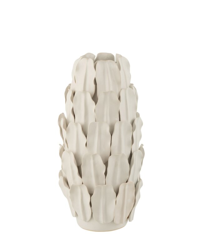 Vaas blad keramiek in wit, small