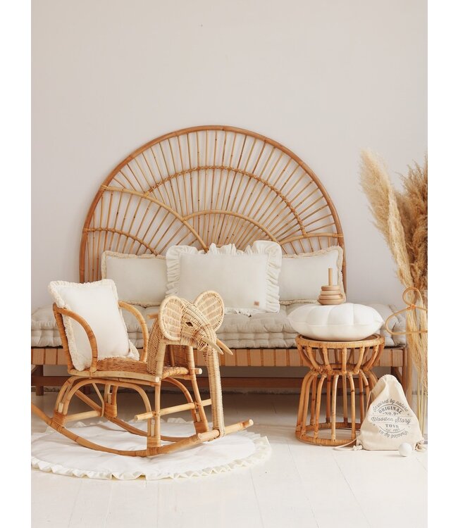 Sierkussen fluweel met ruche in wit