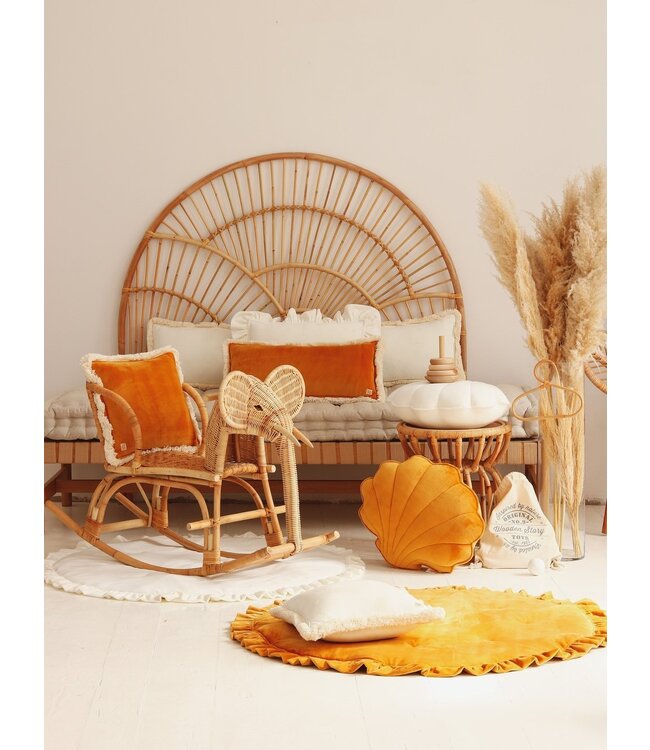 Sierkussen fluweel met ruche in wit