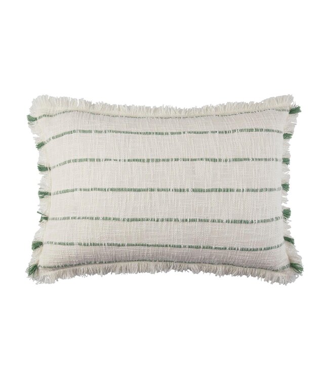 Kussenhoes Taha, gebroken wit en groen