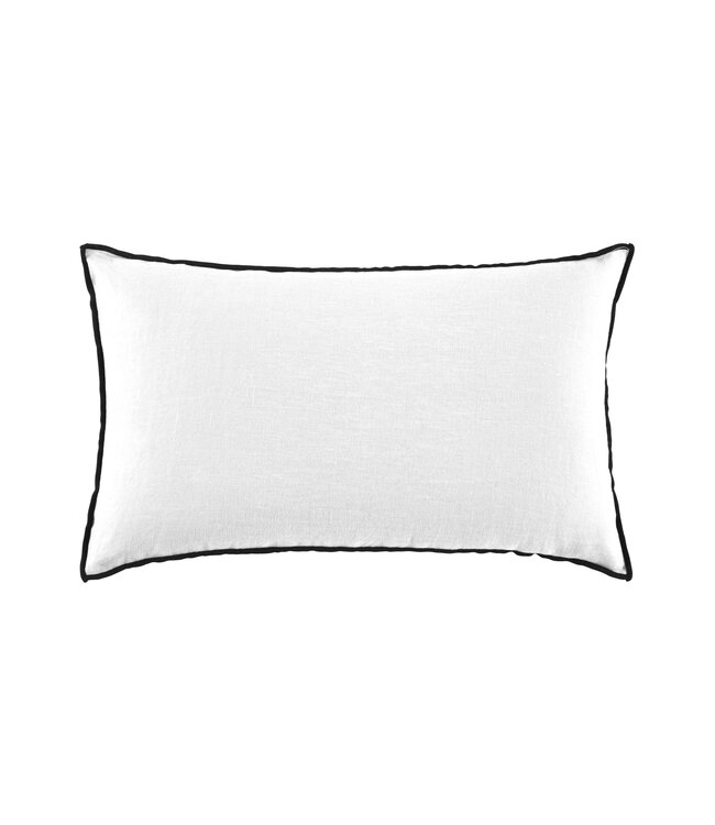 Kussenhoes Carlina, wit met zwarte bies