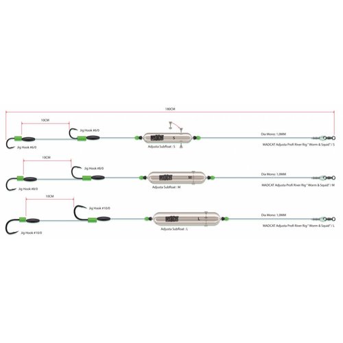 Mad Cat Adjusta Profi River Rig - Worm & Squid