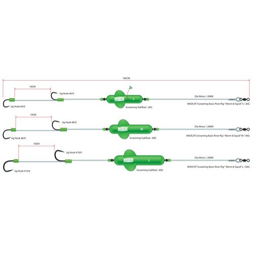 Mad Cat Screamin Basic River Rig - Worm & Squid