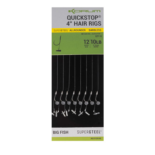Korum Hook Capelli Con Quickstops Taglia 10 Senza Ardiglione