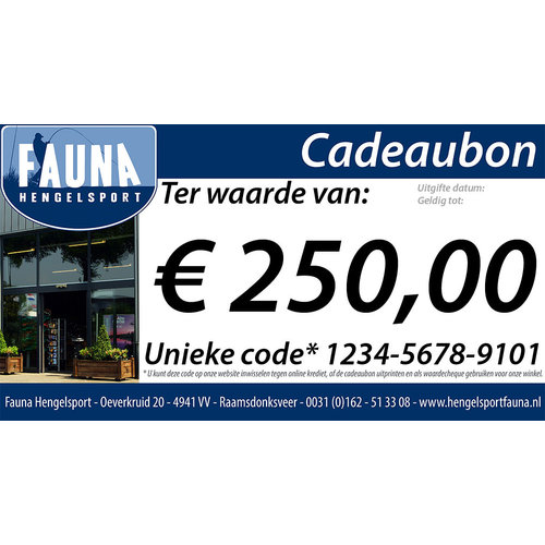 Fauna Hengelsport Cadeaubon € 250