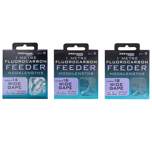 Drennan Fluorocarbon Wide Gape Feeder Hooklengths