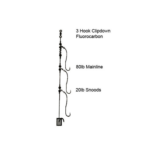 Cox & Rawle 3 Hook Clipdown Fluorocarbon Rig