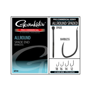 Gamakatsu Pro Commercial Allround Spade A1 Hooks - Barbless Pro Commercial Allround Spade A1 Hooks - Barbless