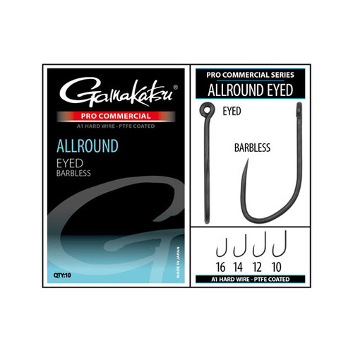 Gamakatsu Pro Commercial Allround Eyed A1 Hooks - Barbless