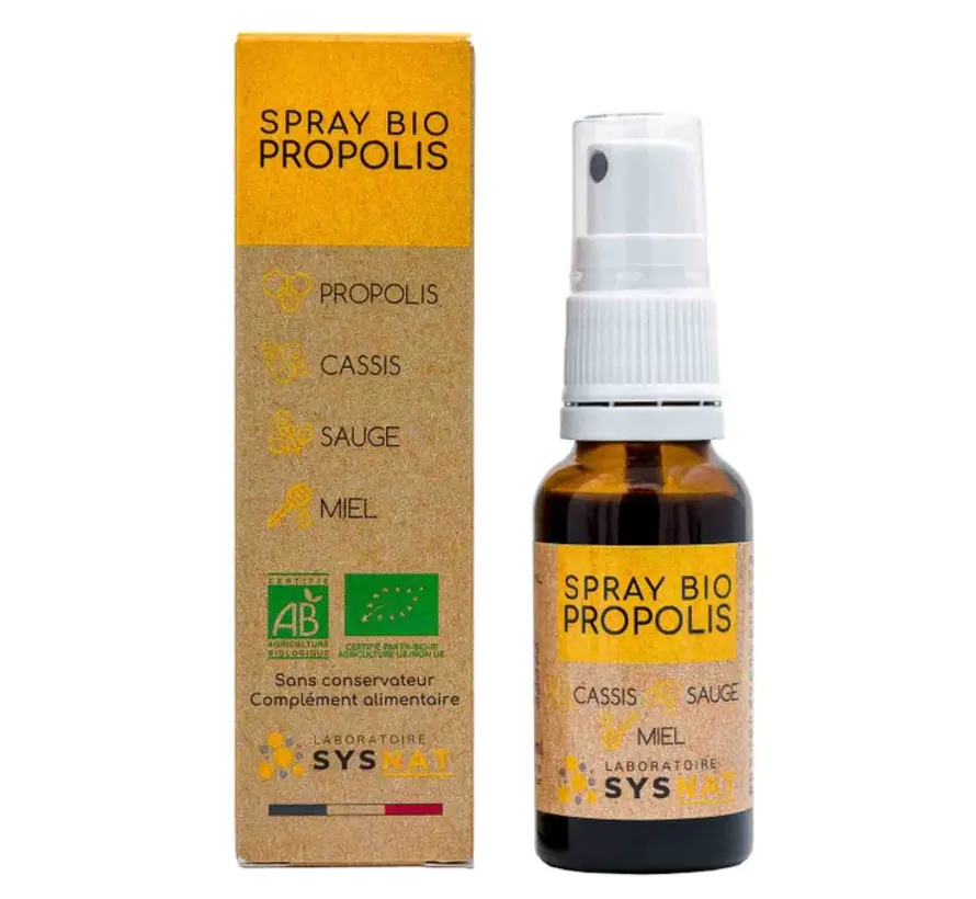 Biologische Spray Propolis met Honing-Salie-Rode Bessen 20 ml