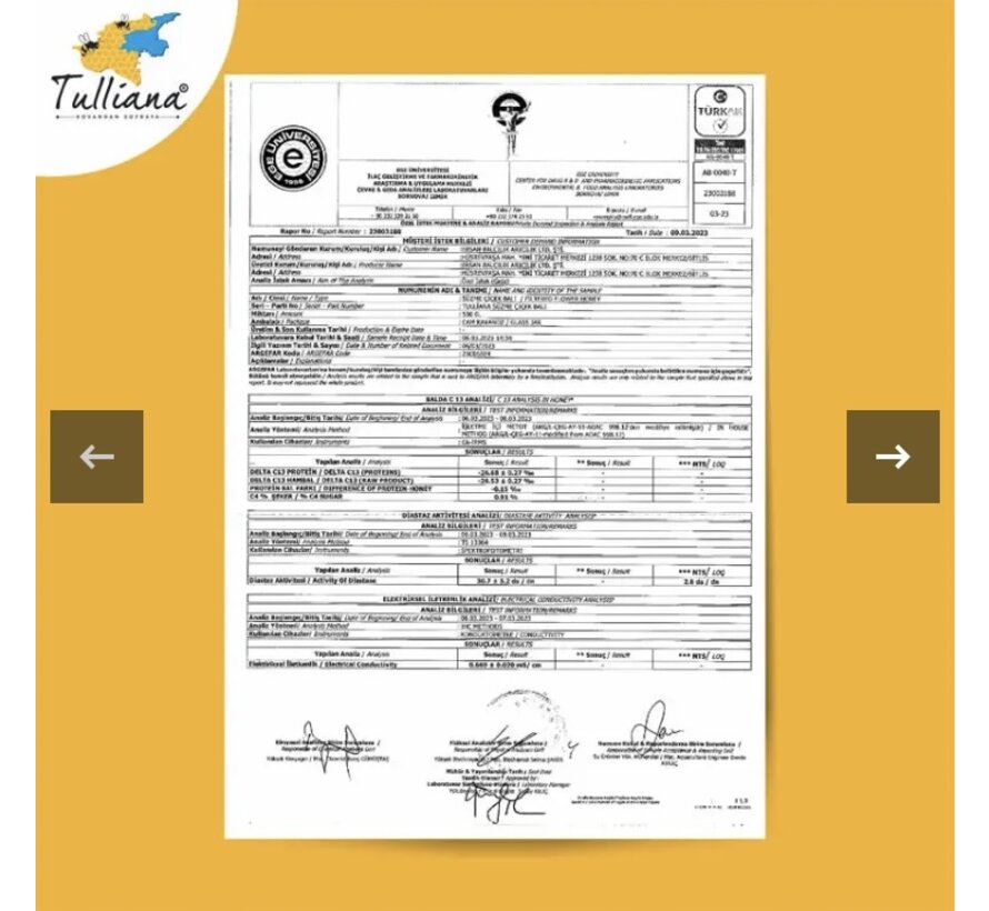 PROMO-Tulliana Premium Polifloral Biologische Raathoning uit Bitlis 1100-1300g