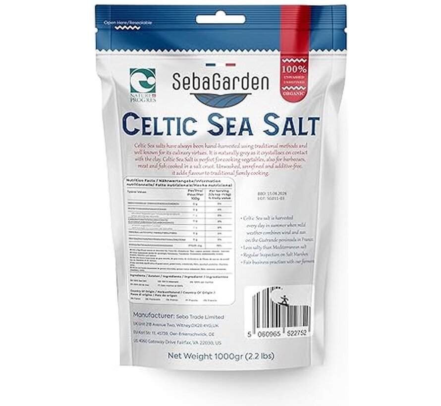 Seba Garden Keltisch Zeezout Grijs, Gedroogd & Fıjn 1 kg