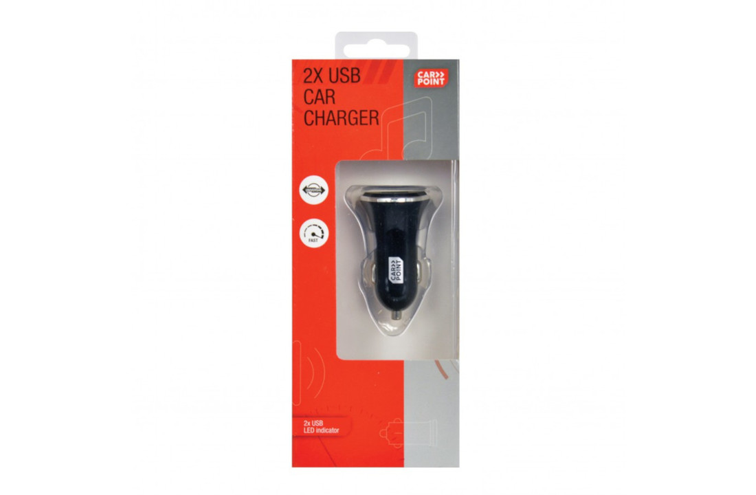 Auto Oplader Usb Dual Zwart