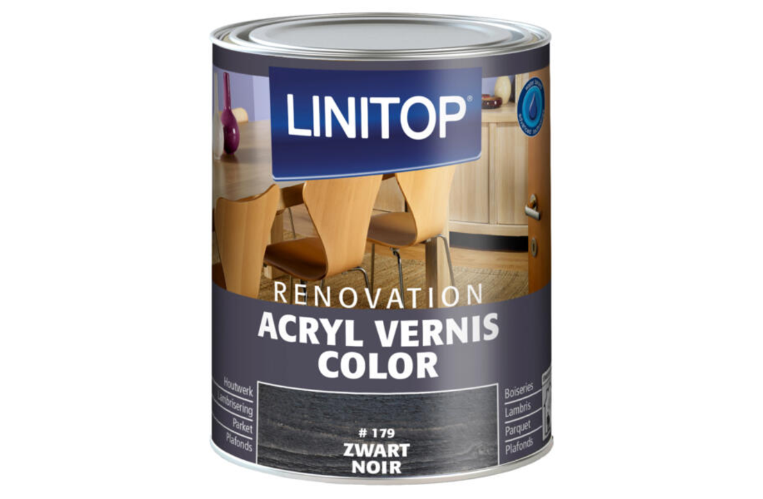 Linitop Renovation vernis acryl zijdeglans 0,75l zwart #179