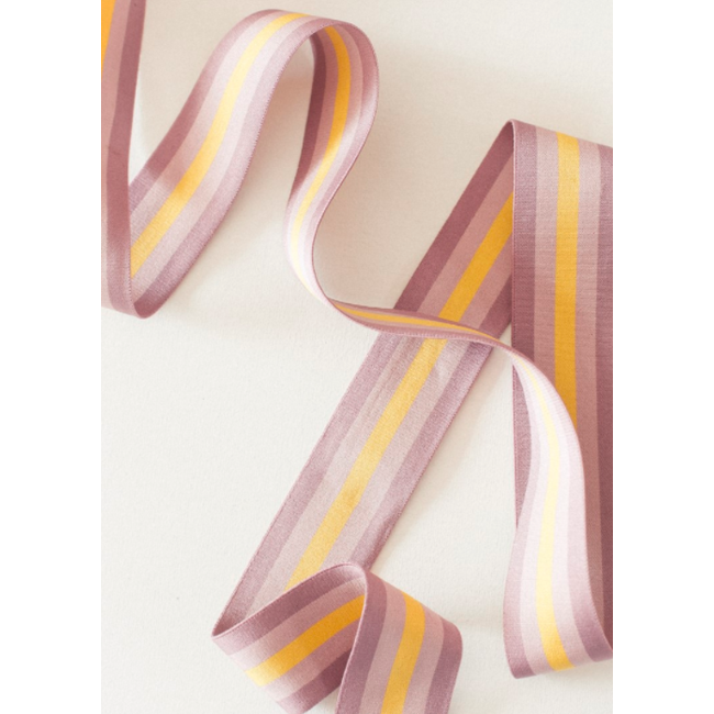 Elastiek streep - mauve/geel