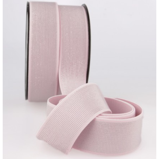 Elastiek 40 mm - lurex zacht roze