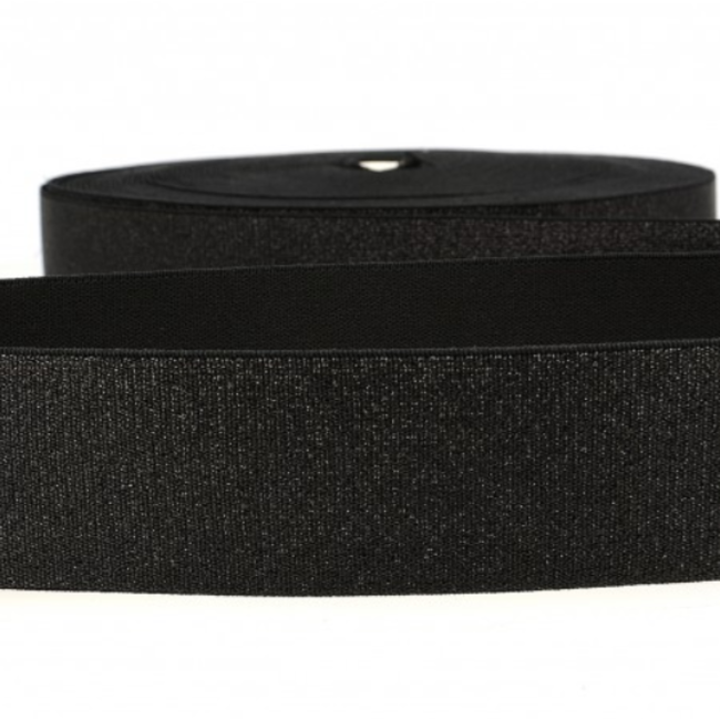 Elastiek 40 mm - lurex zwart