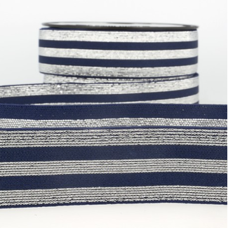 Elastiek lijnen - lurex blauw zilver