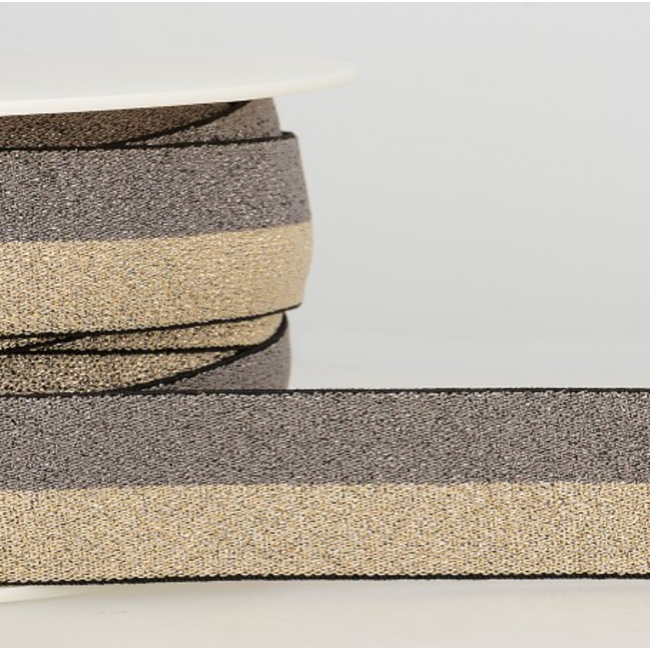 Elastiek two tone - grijs/goud