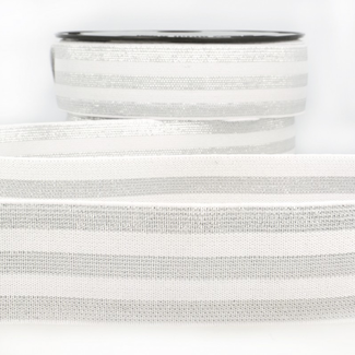 Elastiek lijnen - lurex wit/zilver