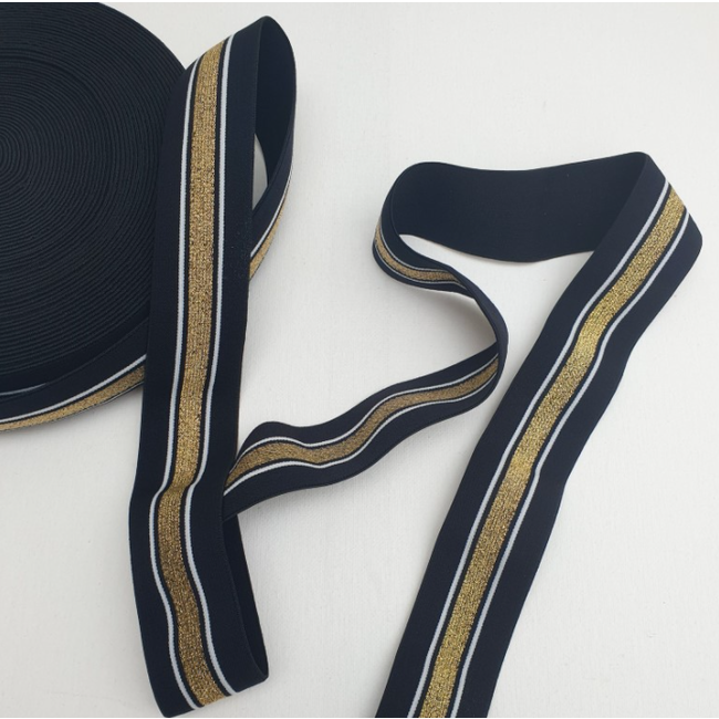 Elastiek 40 mm -  lurex zwart/goud