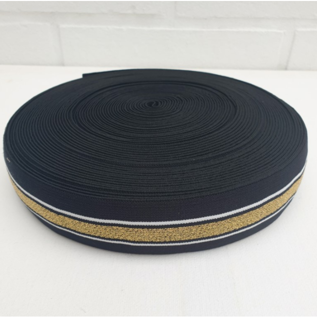 Elastiek 40 mm -  lurex zwart/goud